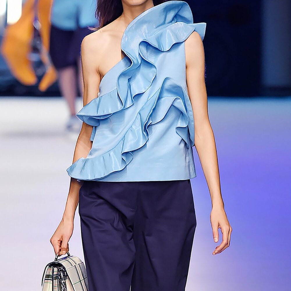 One shoulder ruffle top